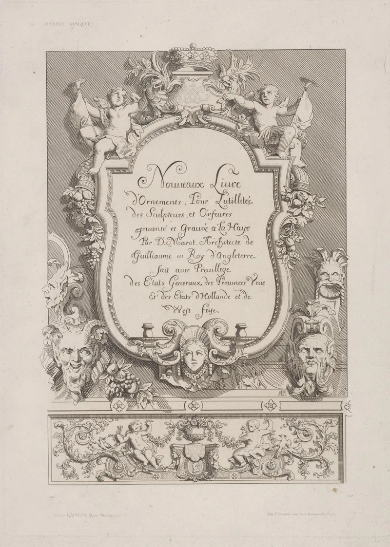 Nouveaux Livre Dornements Title Page by André-Charles Boulle - Canvas Print