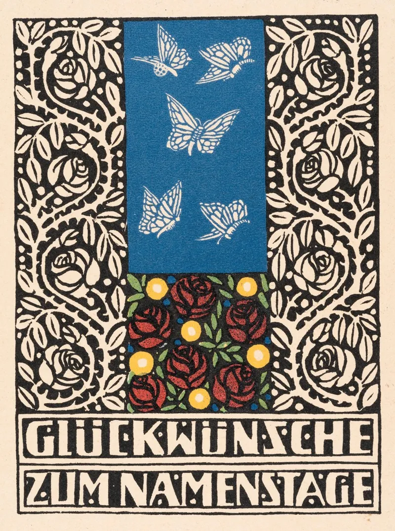Nr 17 Gluckwunschkarte Zum Namenstag by Gustav Kalhammer - Canvas Print