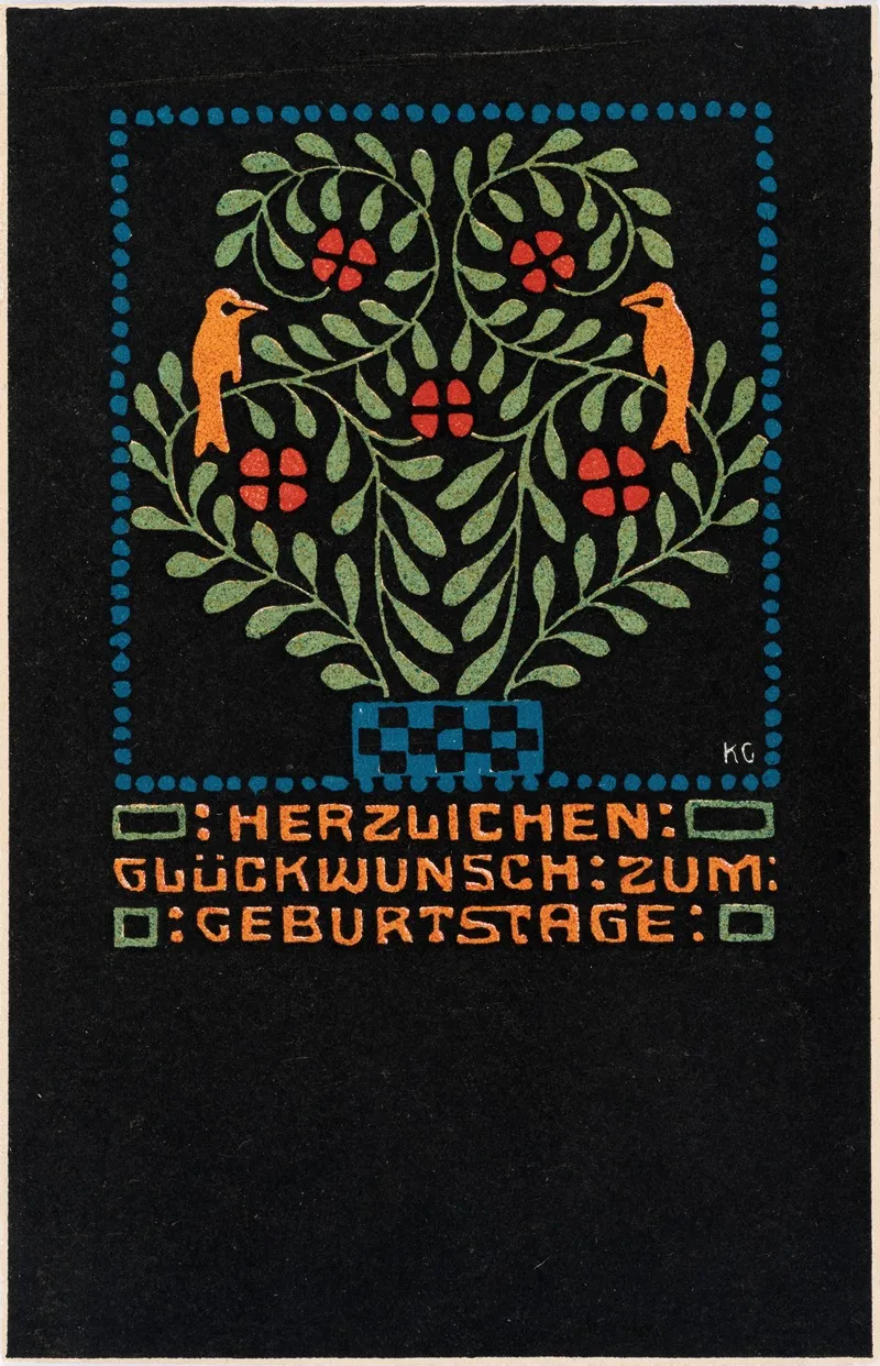Nr 51 Vogel In Einem Blumenstock by Gustav Kalhammer - Canvas Print