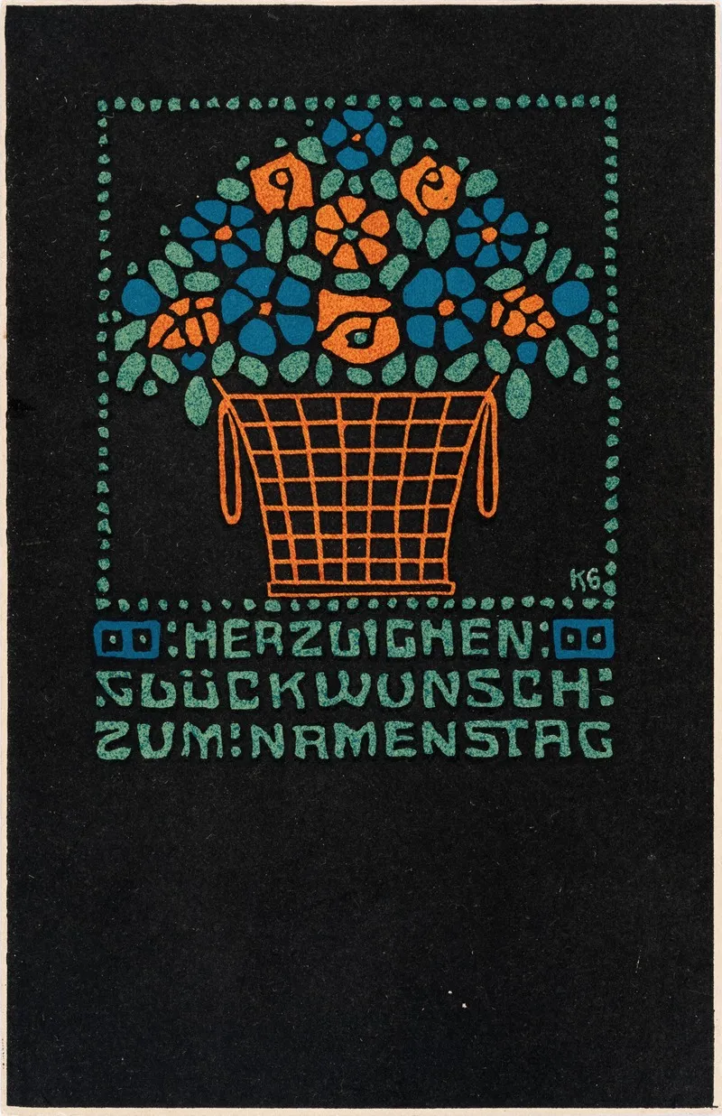 Nr 65 Gluckwunschkarte Zum Namenstag by Gustav Kalhammer - Canvas Print