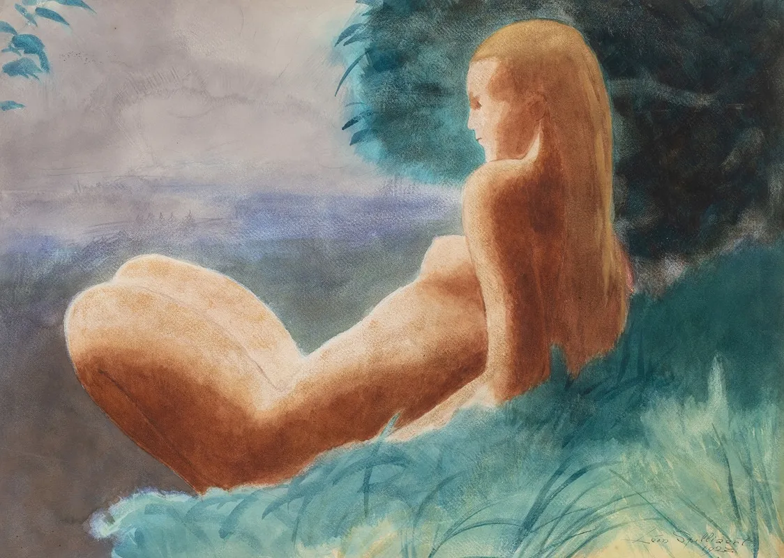 Nu Allonge Dans Un Pre by Léon Spilliaert - Canvas Print