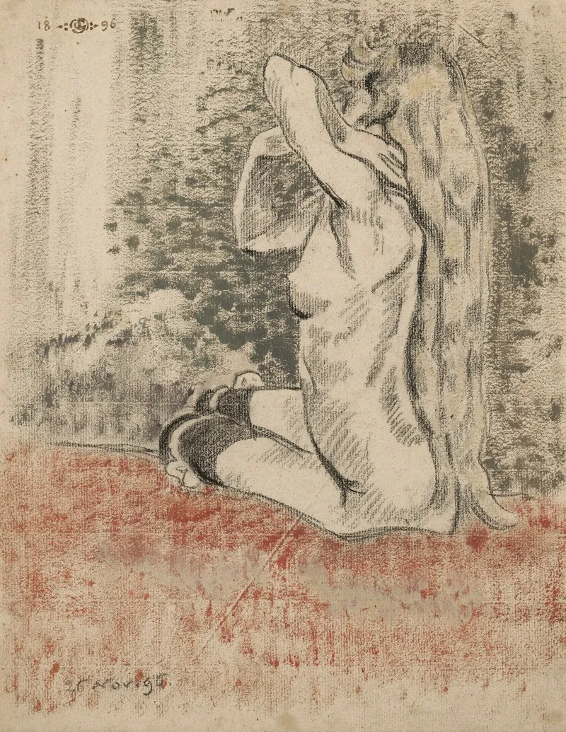 Nu Assis 17 by Georges Lemmen - Canvas Print