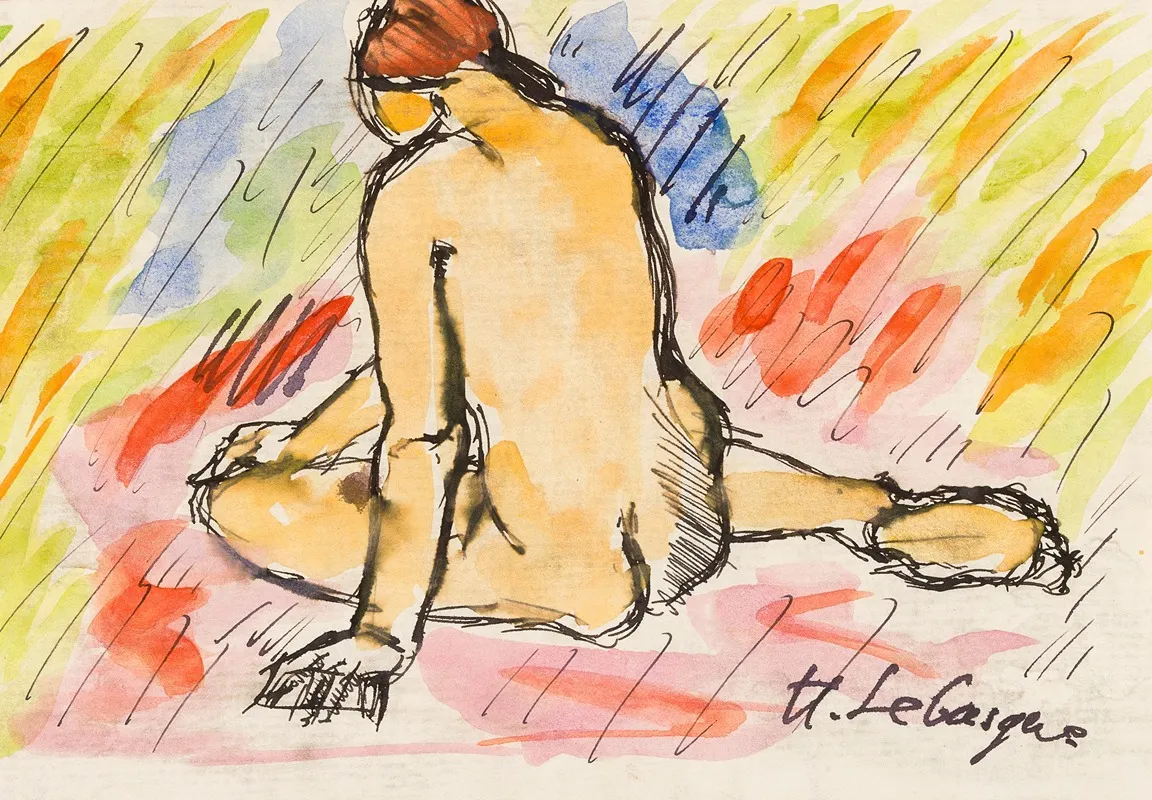 Nu Assis 4 by Henri Lebasque - Canvas Print