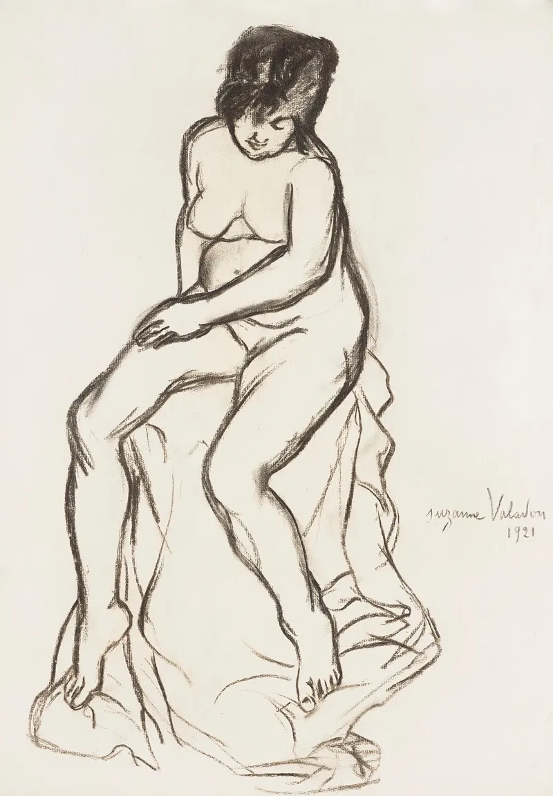 Nu Assis A La Draperie by Suzanne Valadon - Canvas Print