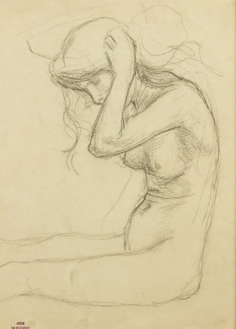 Nu De Profil Se Coiffant by Theo van Rysselberghe - Canvas Print