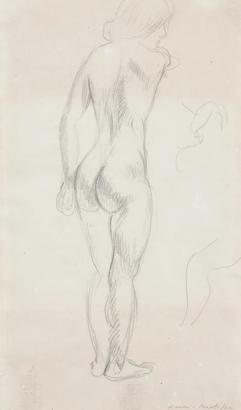 Nu Debout De Dos Avec Esquisse De Nu A Droite 2 by Henri Matisse - Canvas Print