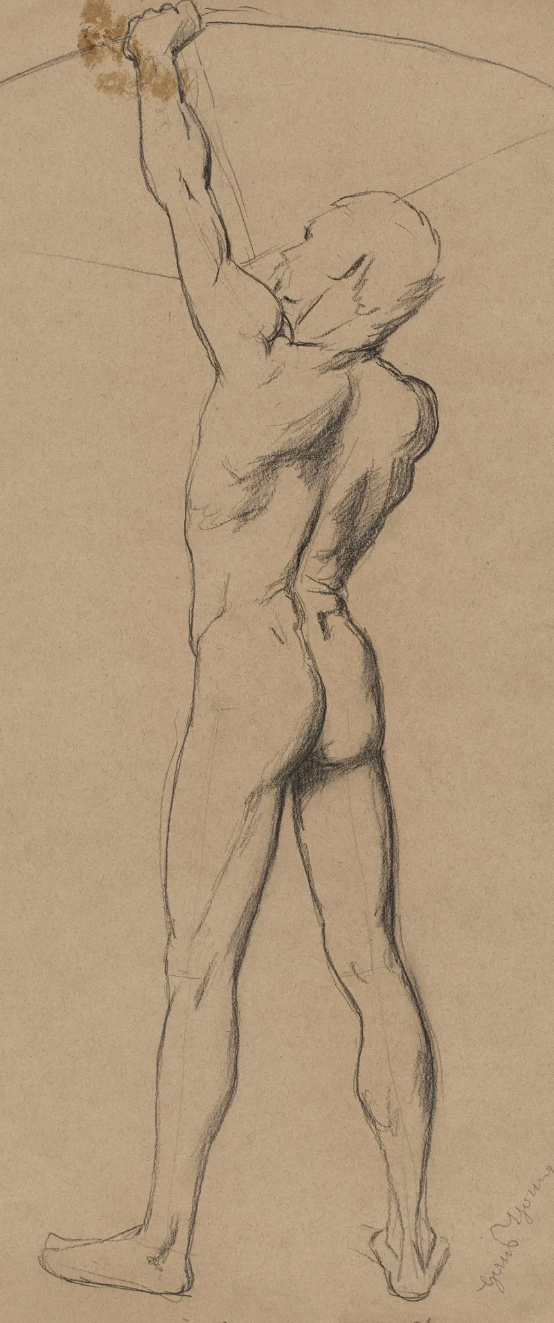 Nude Archer Depicted From The Back