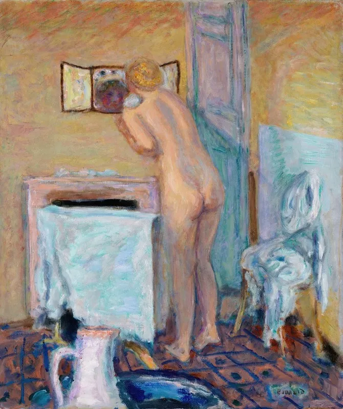 Nude Before A Mirror by Pierre Bonnard - Canvas Print