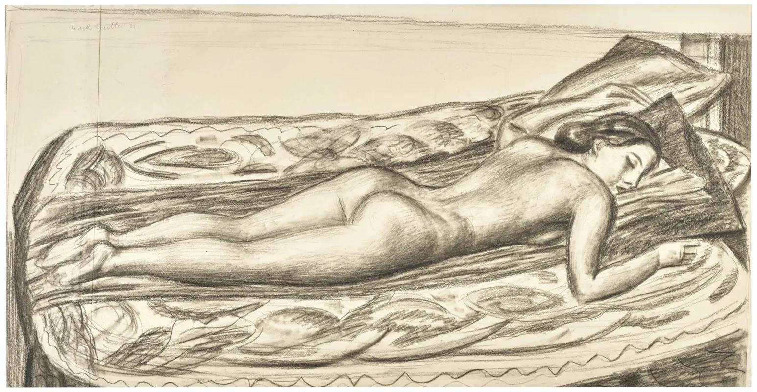Nude Lying On A Bed by Mark Gertler - Canvas Print