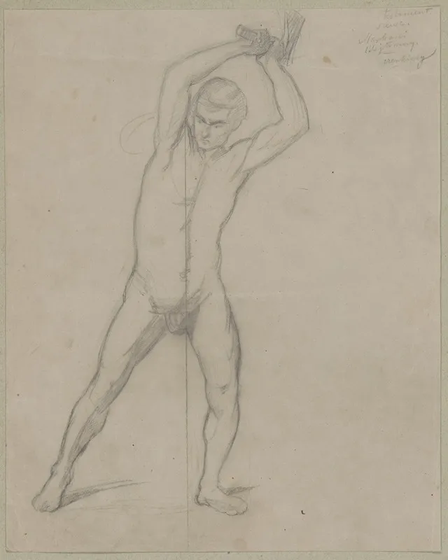 Nude Sketch To The Executioner With An Axe To The Painting Martyrdom Of St Matthias