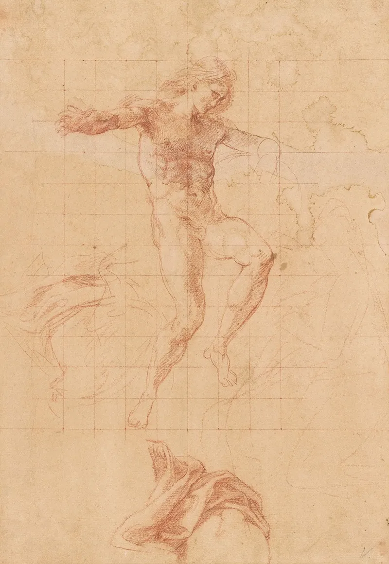 Nude Study And Drapery Details by Pompeo Batoni - Canvas Print