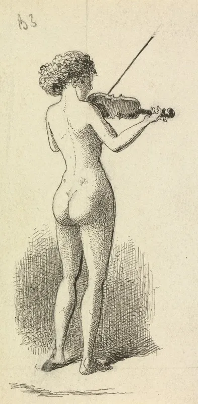 Nude Woman Playing The Violin by George Augustus Sala - Canvas Print