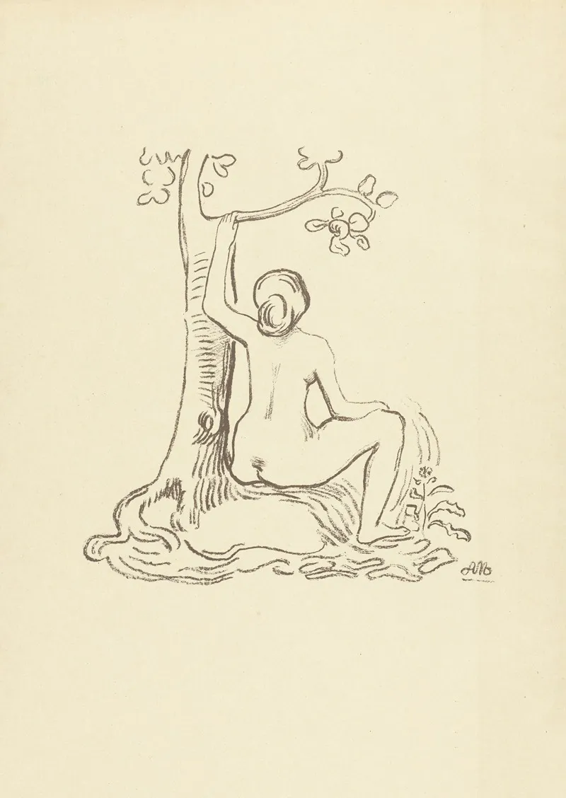 Nude Woman Sitting By A Tree by Aristide Maillol - Canvas Print