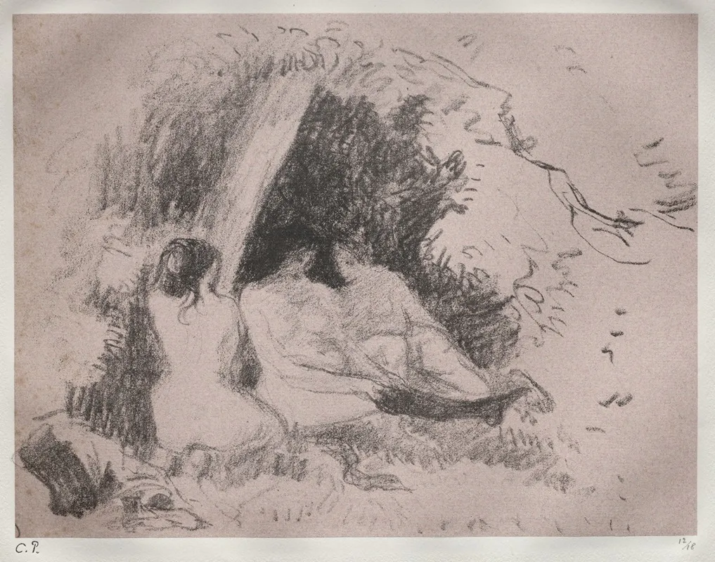 Nude Women 2 by Camille Pissarro - Canvas Print