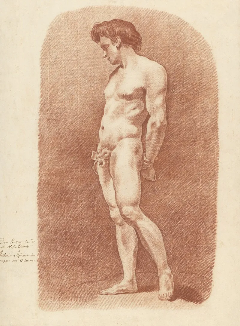 Nude Young Man Holding His Hands Behind His Back by Antoine Ignace Steyaert - Canvas Print