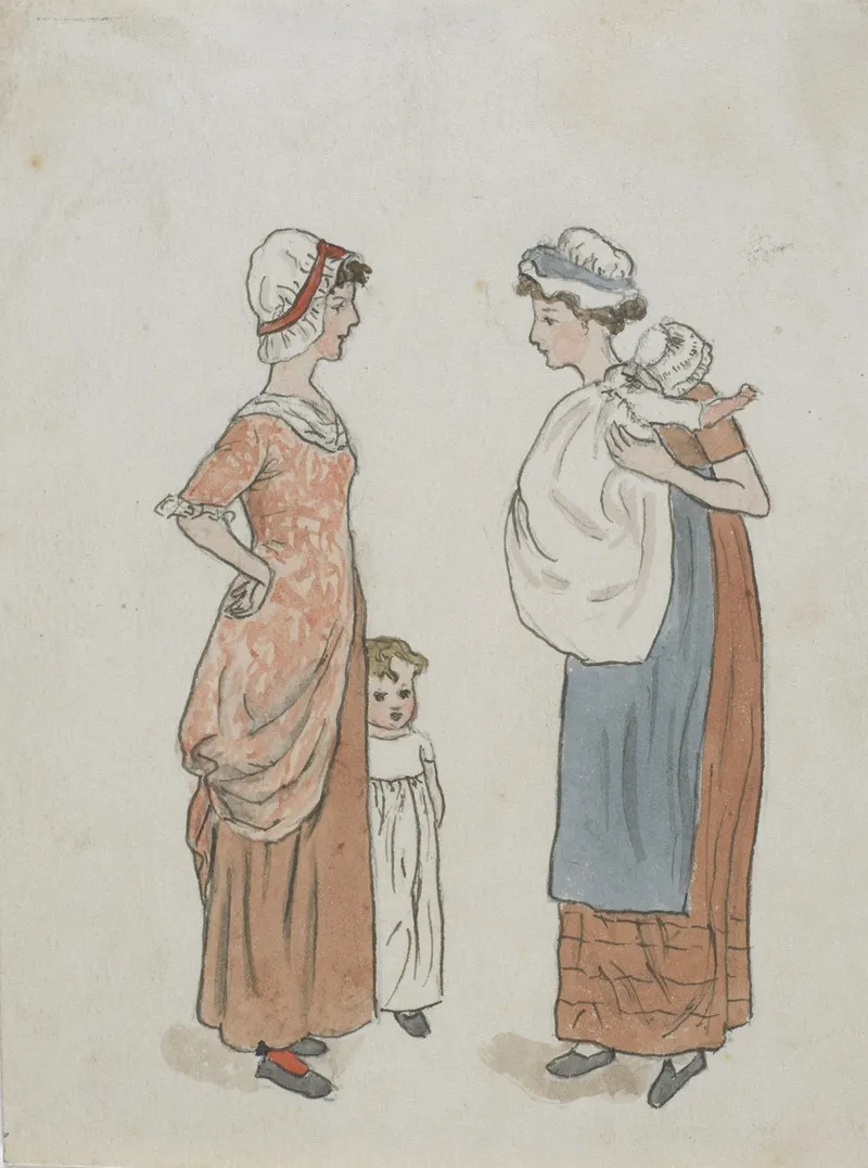 Nursemaids With Children by Kate Greenaway - Canvas Print