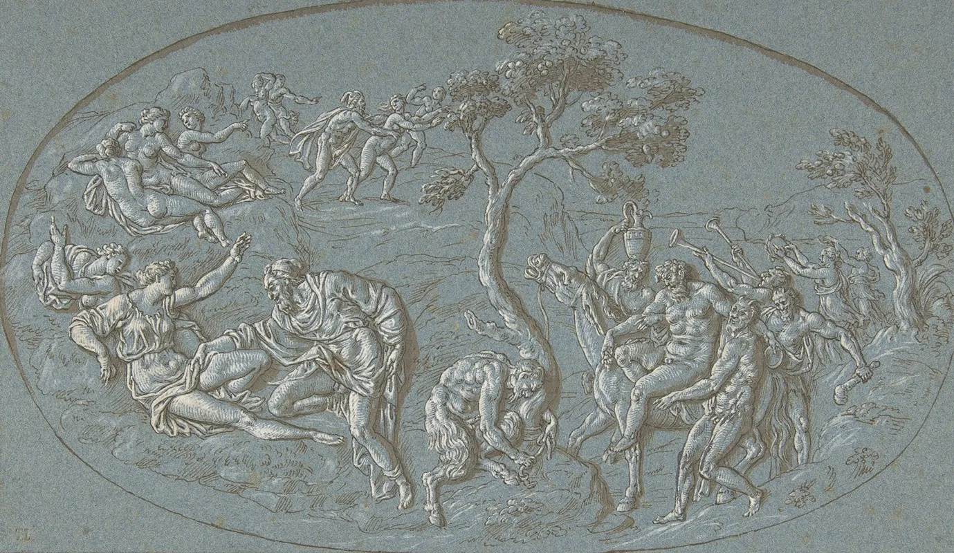 Nymphs And Satyrs by Circle of Bernard Picart - Canvas Print