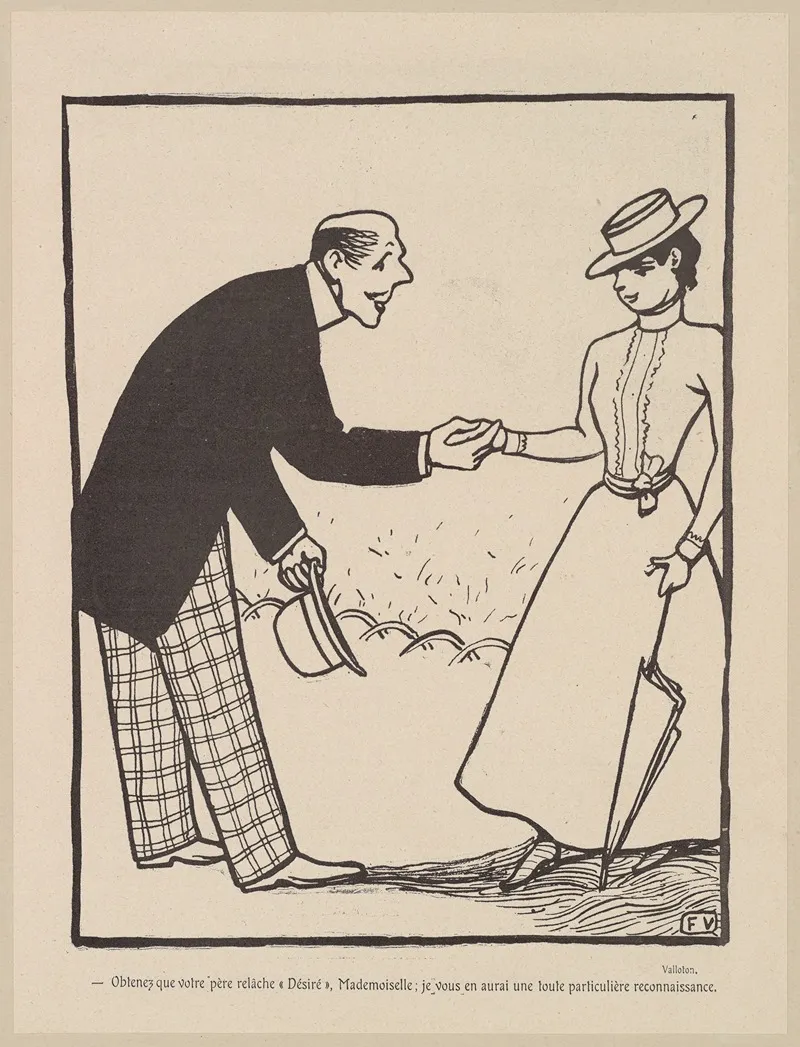 Oblenez Que Votre Pere Relache Desire Mademoiselle Je Vous En Aurai Une Toute Parliculiere Reconnaissance by Félix Vallotton - Canvas Print