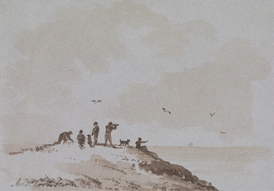 Observers On A Hill Overlooking The Sea
