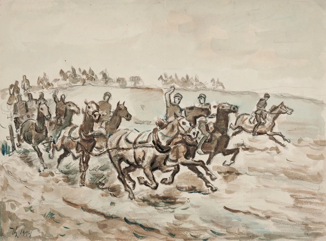 Oddzial Artylerii Konnej W Galopie by Ivan Ivanec - Canvas Print