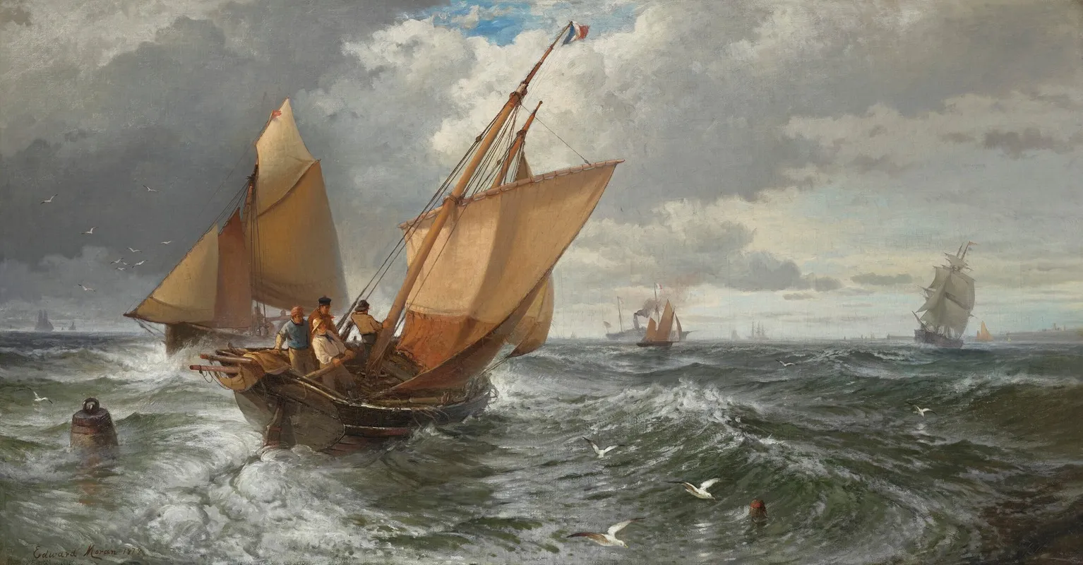 Off Calais Pier by Edward Moran - Canvas Print