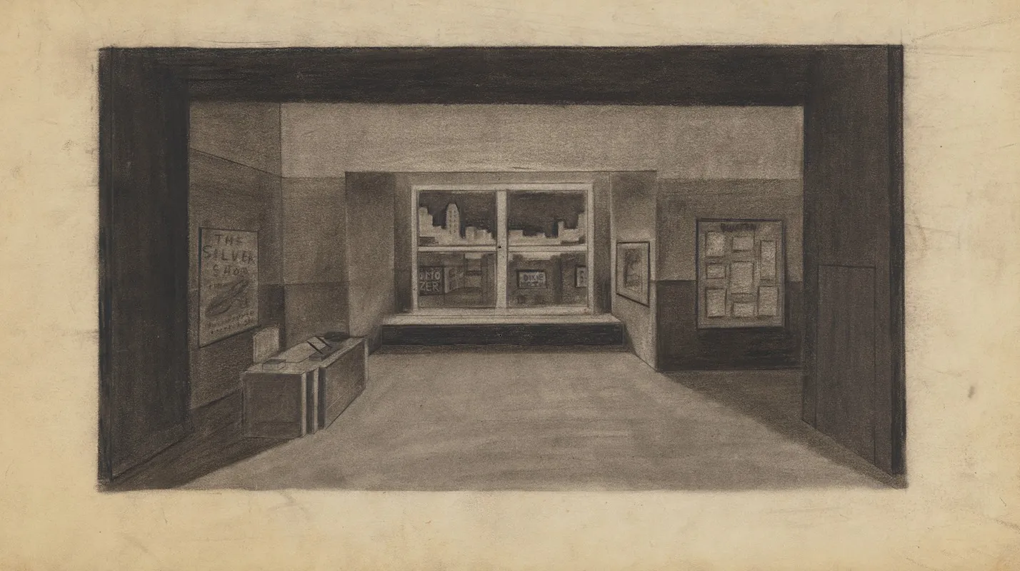 Office Building Interior In Bw Sketch No 13