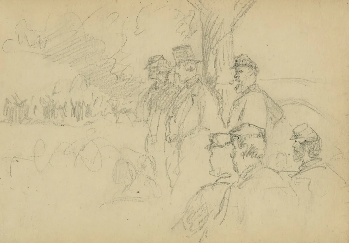 Officers And Gentlemen Watching A Ceremony From A Tree