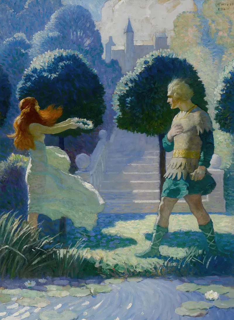 Ogier And Morgana by Newell Convers Wyeth - Canvas Print