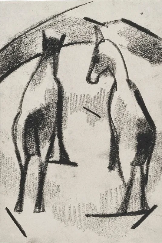 Ohne Titel Zwei Pferden by Kurt Schwitters - Canvas Print