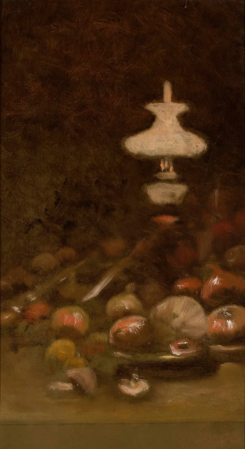 Oil Lamp And Fruits