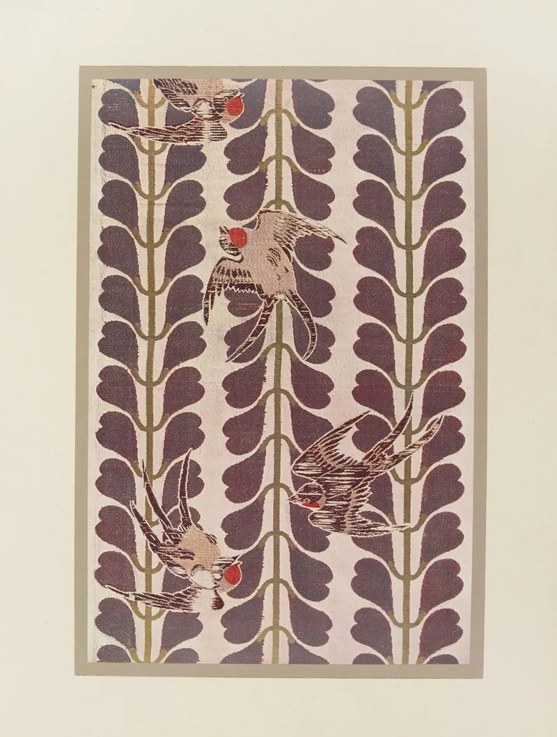 Oiseaux Et Fleurs De Glycine Stylisees