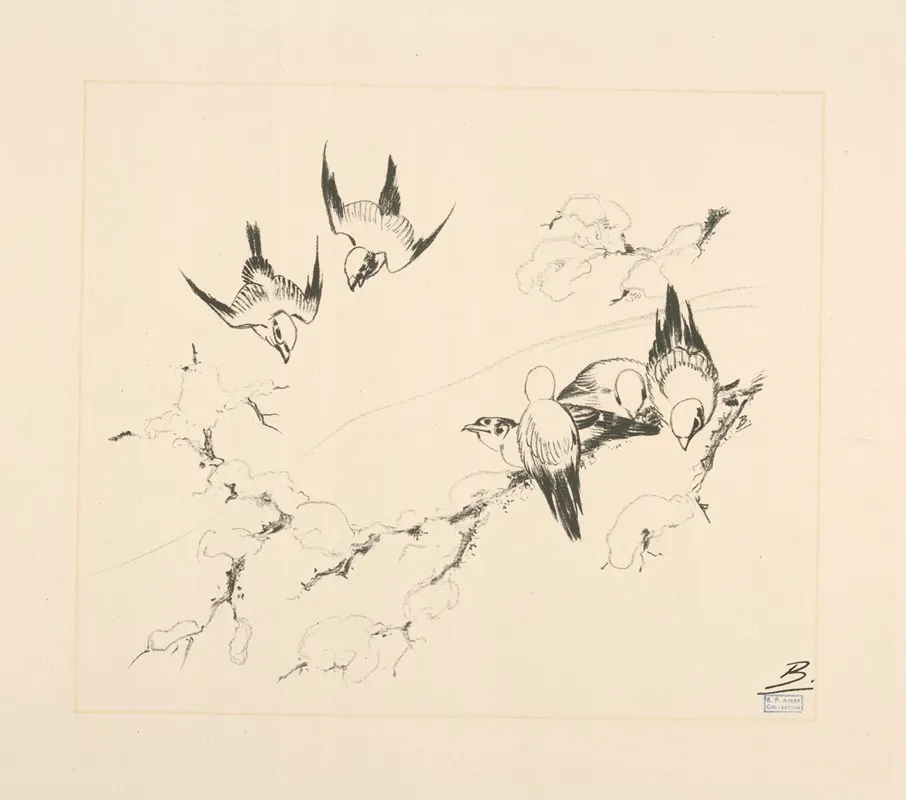 Oiseaux Sur Une Branche Darbre Couverte De Neige