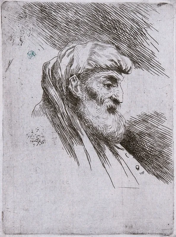 Old Bearded Man In Profile by Giovanni Benedetto Castiglione - Canvas Print