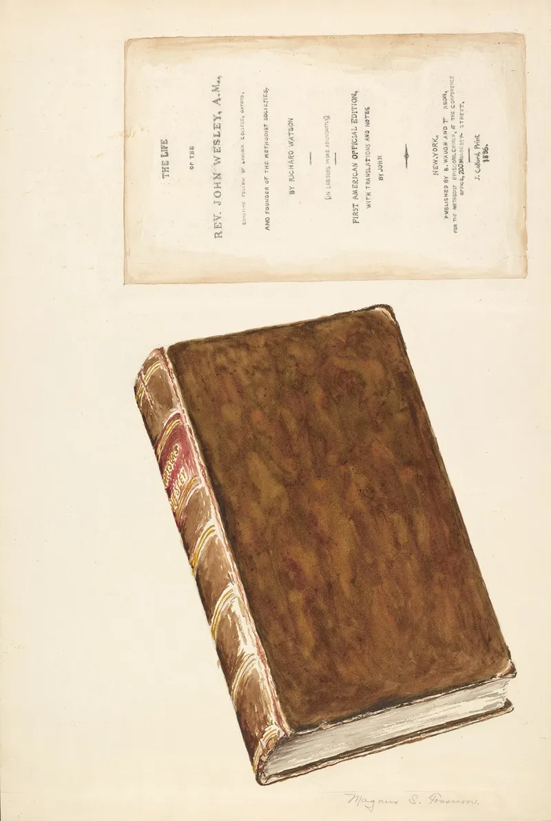 Old Book Life Of Wesley by Magnus S. Fossum - Canvas Print