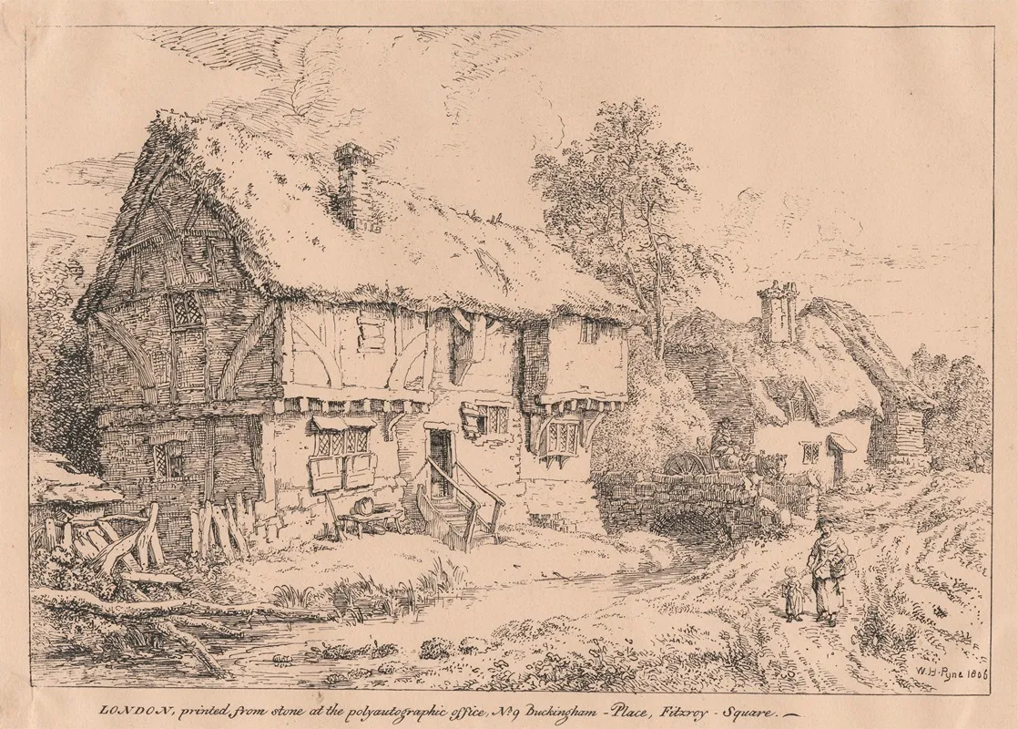 Old Cottages by William Henry Pyne - Canvas Print