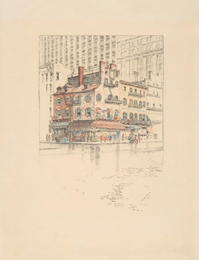 Old Houses On Battery Park by Charles Frederick William Mielatz - Canvas Print