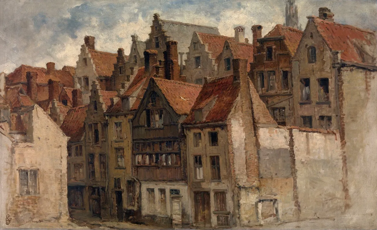 Old Houses by Henri François Schaefels - Canvas Print
