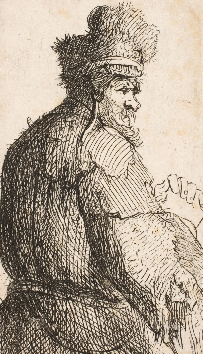 Old Man Seen From Behind Profile To Right Half Figure by Rembrandt van Rijn - Canvas Print