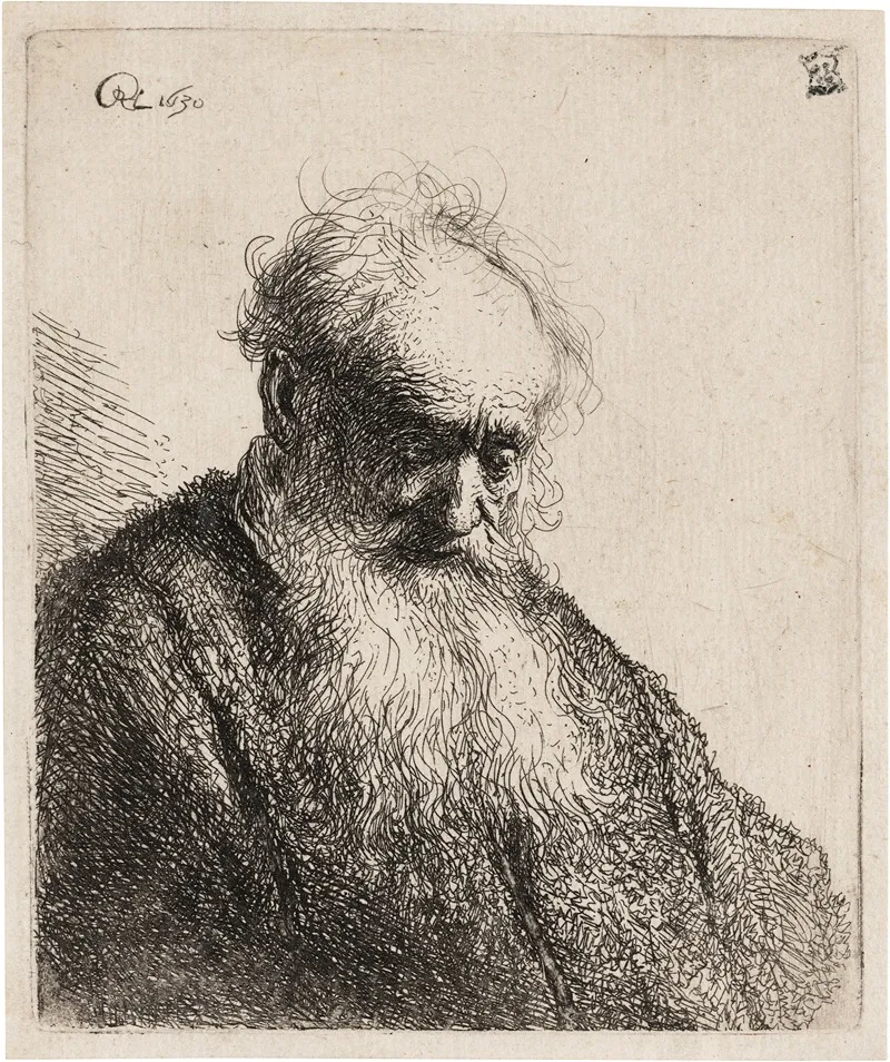 Old Man With A Flowing Beard by Rembrandt van Rijn - Canvas Print