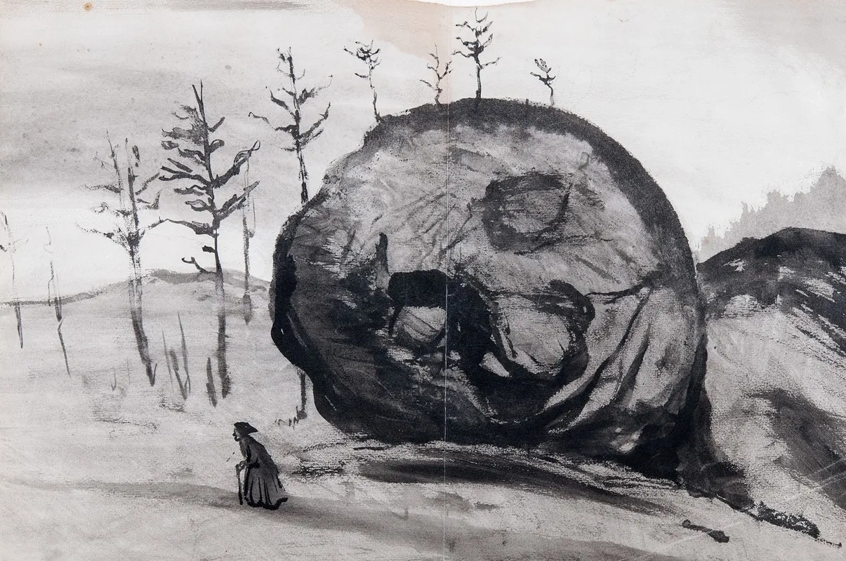 Old Woman And A Sleeping Rock
