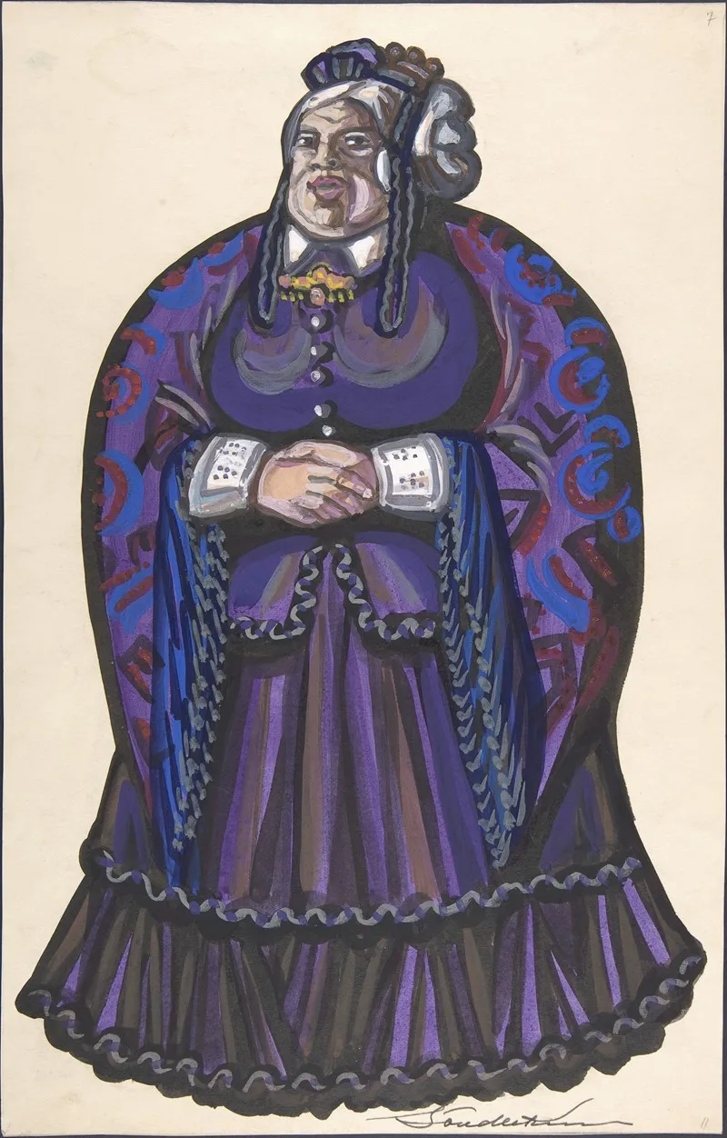 Old Woman In A Purple Dress