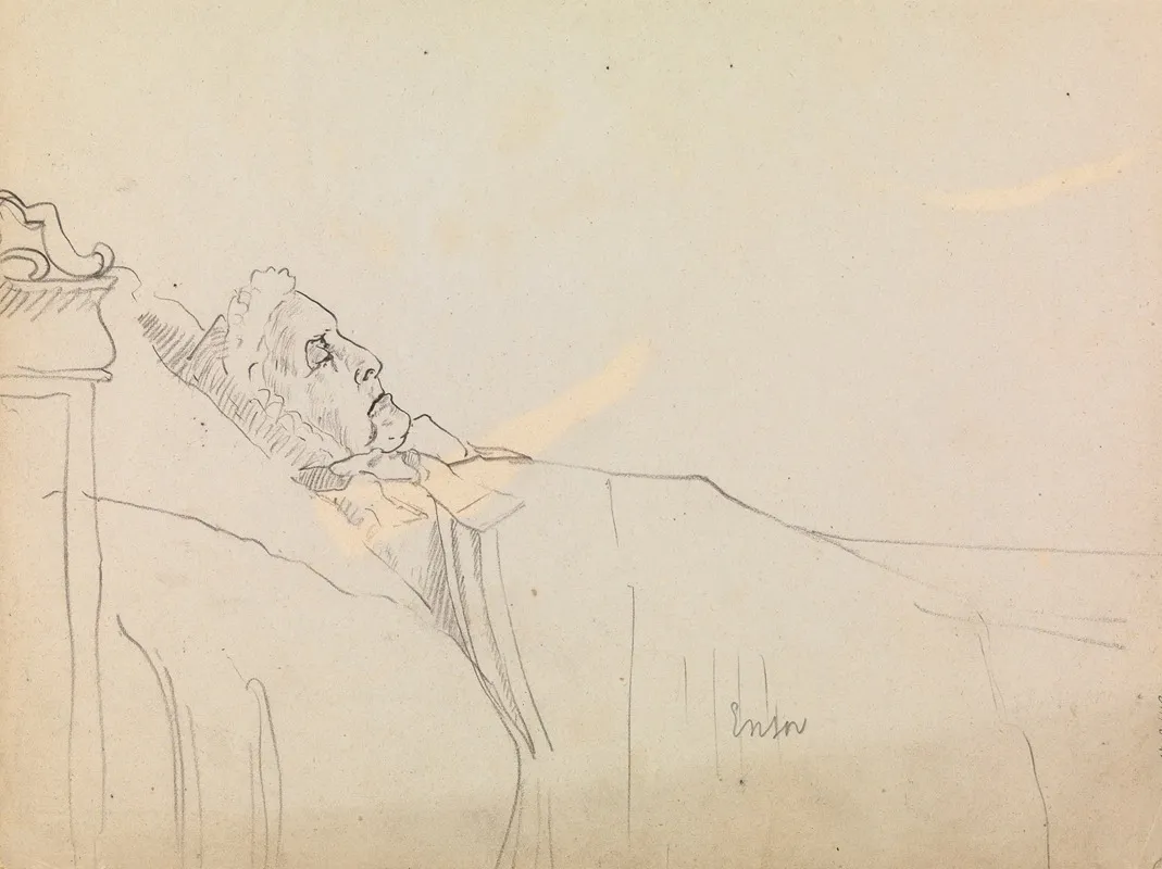 Old Woman Sleeping by James Ensor - Canvas Print