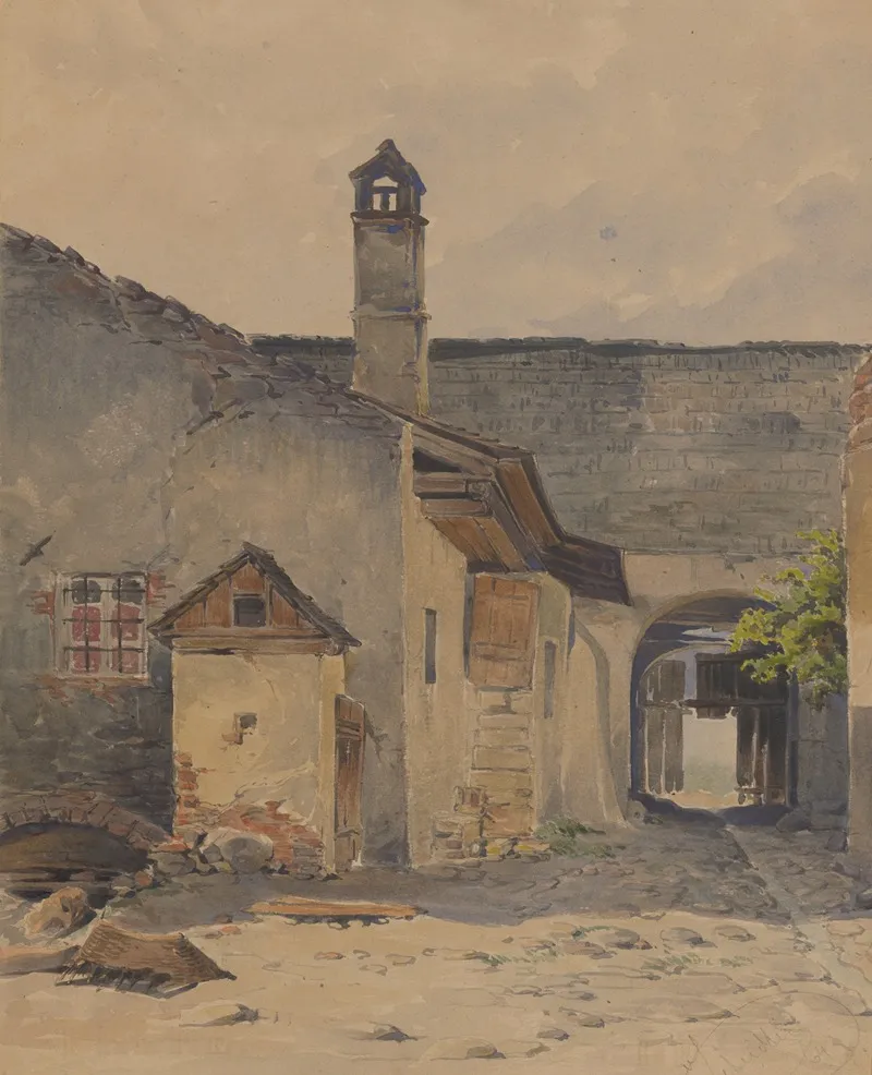 Old Yard by Friedrich Carl von Scheidlin - Canvas Print