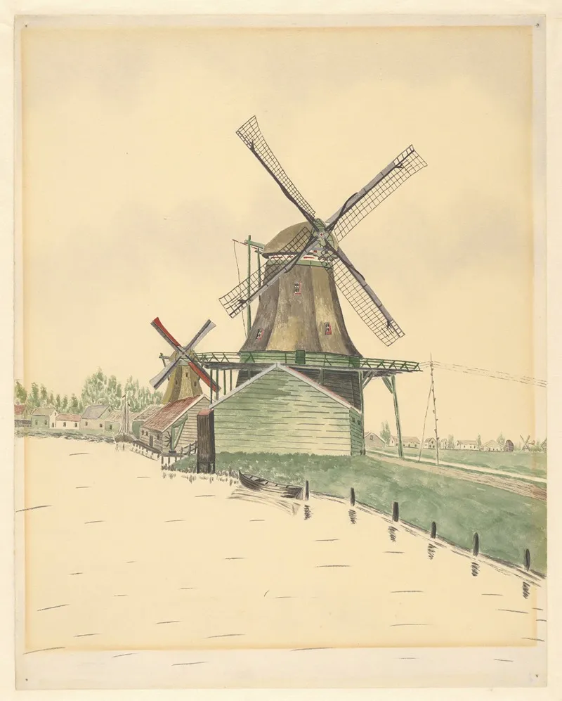 Oliemolen De Koperslager En Het Vette Schaap Aan Het Zaandijkerwegje by Johannes Nicolaas Eijman - Canvas Print