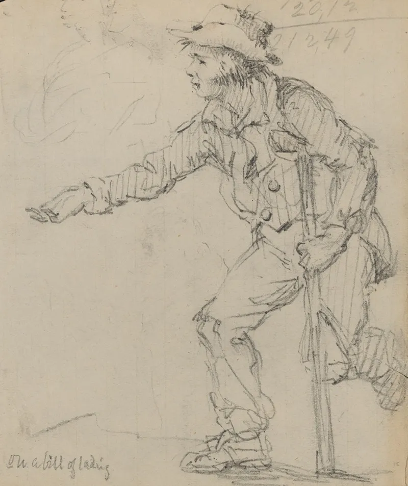 On A Bill Of Lading Young Boy With Crutch