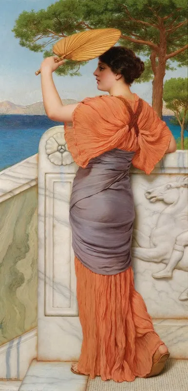 On The Balcony 2 by John William Godward - Canvas Print