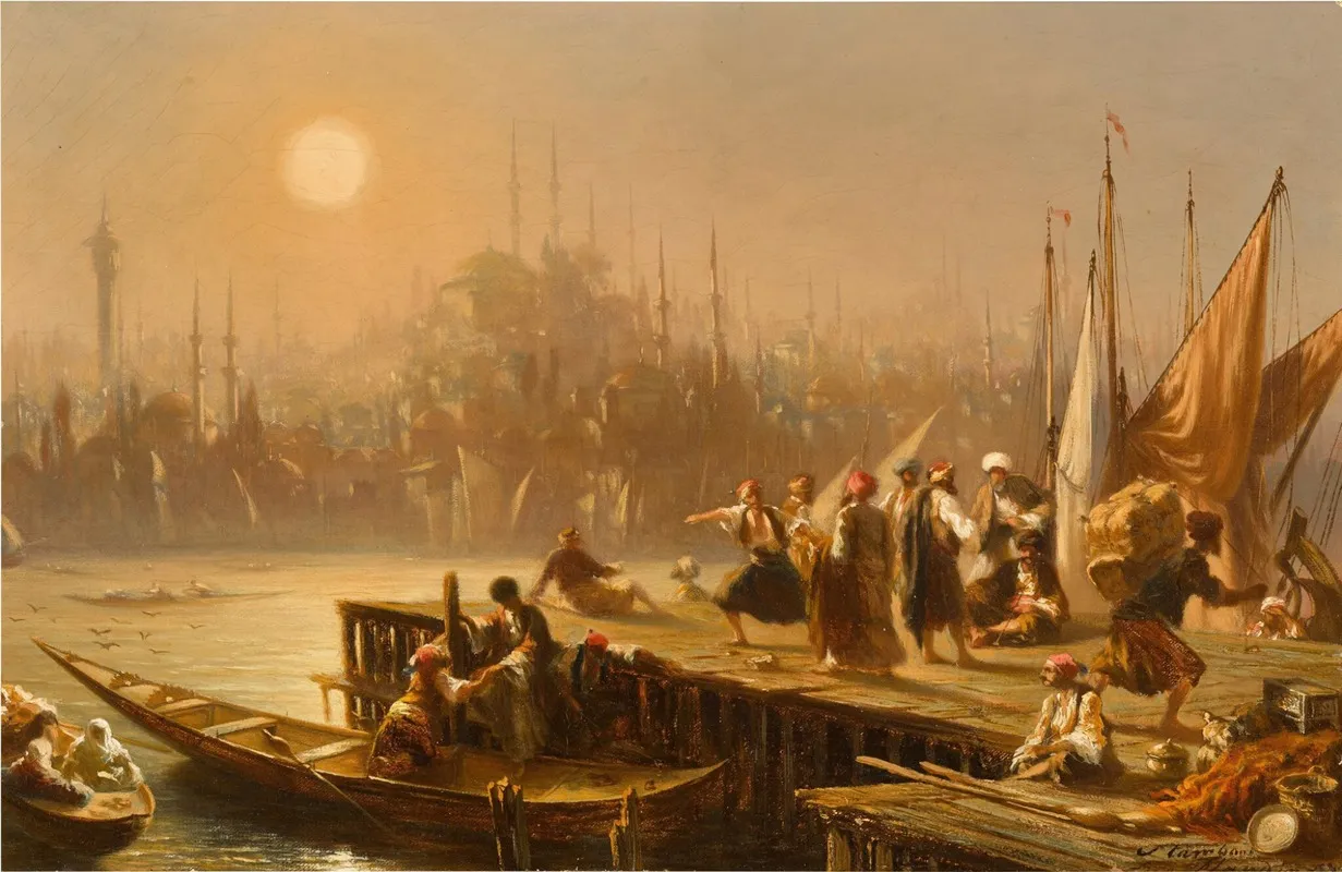 On The Bosphorus Sultanahmet Beyond by Eugène Flandin - Canvas Print