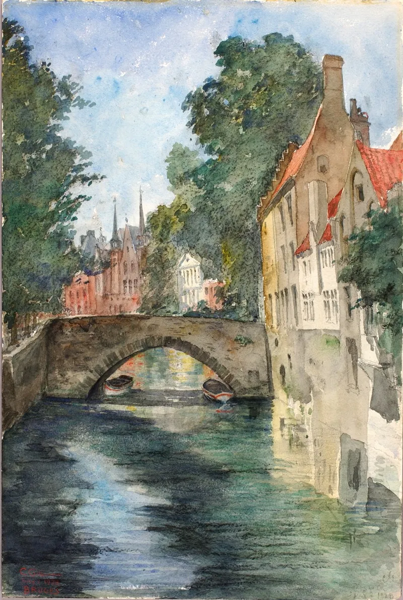On The Canal Bruges by Cass Gilbert - Canvas Print