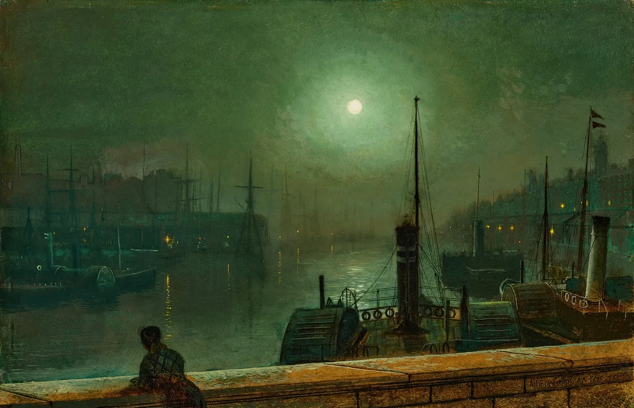 On The Clyde Glasgow by John Atkinson Grimshaw - Canvas Print
