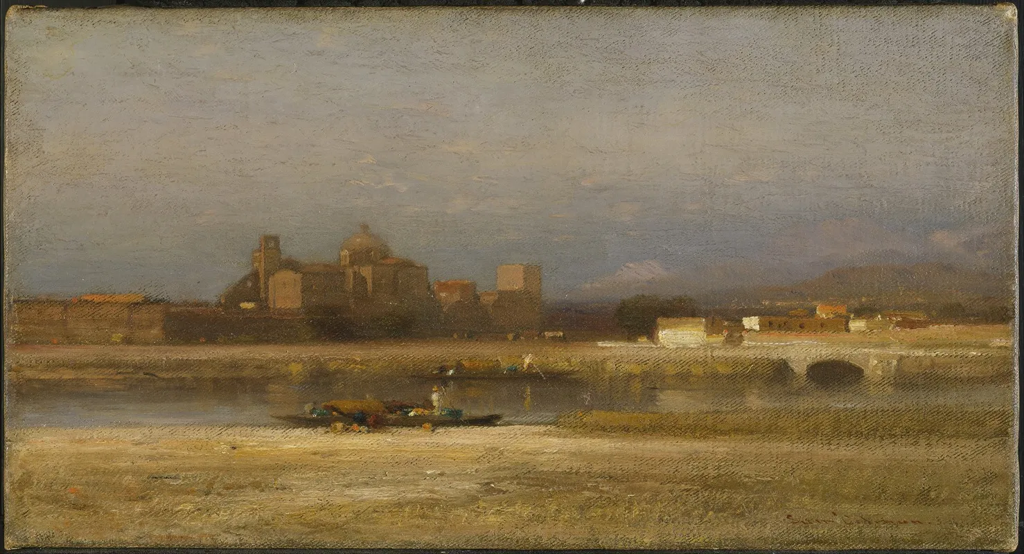 On The Viga Outskirts Of The City Of Mexico by Samuel Colman - Canvas Print